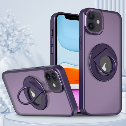 For iPhone 11 Rotating Ring Magnetic Holder Phone Case(Purple) for iphone 15 plus rotating ring magnetic holder phone case blue