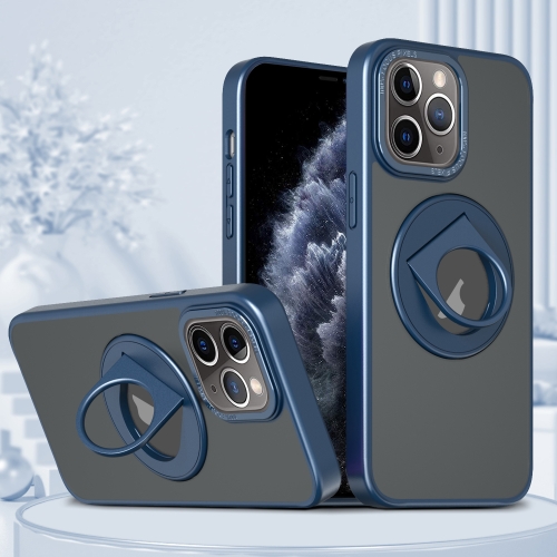 

For iPhone 11 Pro Rotating Ring Magnetic Holder Phone Case(Blue)