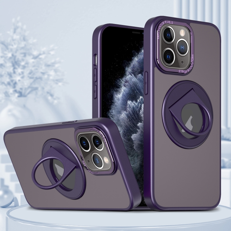 

For iPhone 11 Pro Rotating Ring Magnetic Holder Phone Case(Purple)