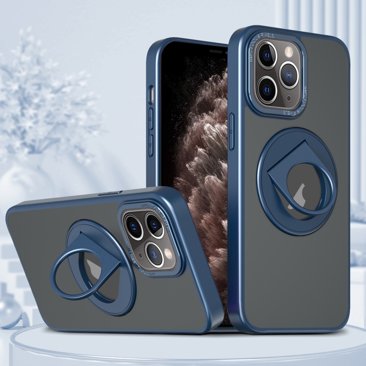 

For iPhone 11 Pro Max Rotating Ring Magnetic Holder Phone Case(Blue)