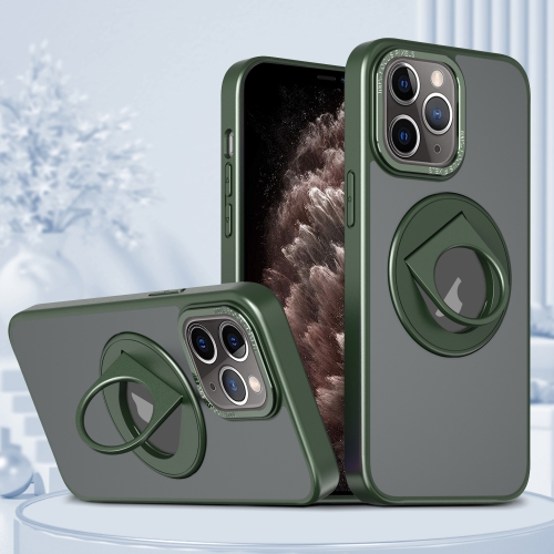 

For iPhone 11 Pro Max Rotating Ring Magnetic Holder Phone Case(Green)