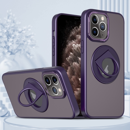 For iPhone 11 Pro Max Rotating Ring Magnetic Holder Phone Case(Purple) for iphone 12 pro max rotating ring magnetic holder phone case purple