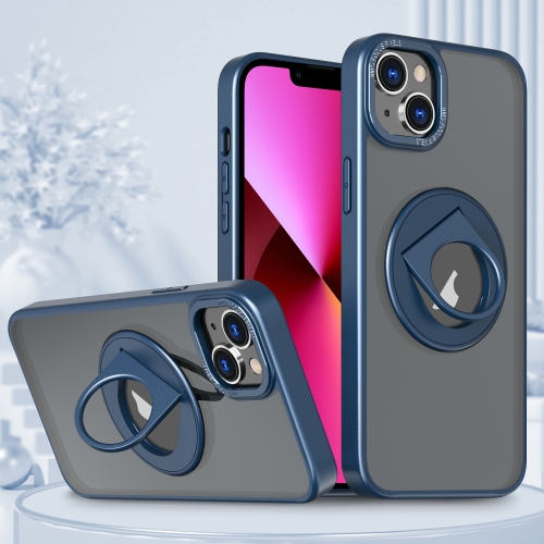For iPhone 13 Rotating Ring Magnetic Holder Phone Case(Blue) for iphone 15 rotating ring magnetic holder phone case blue