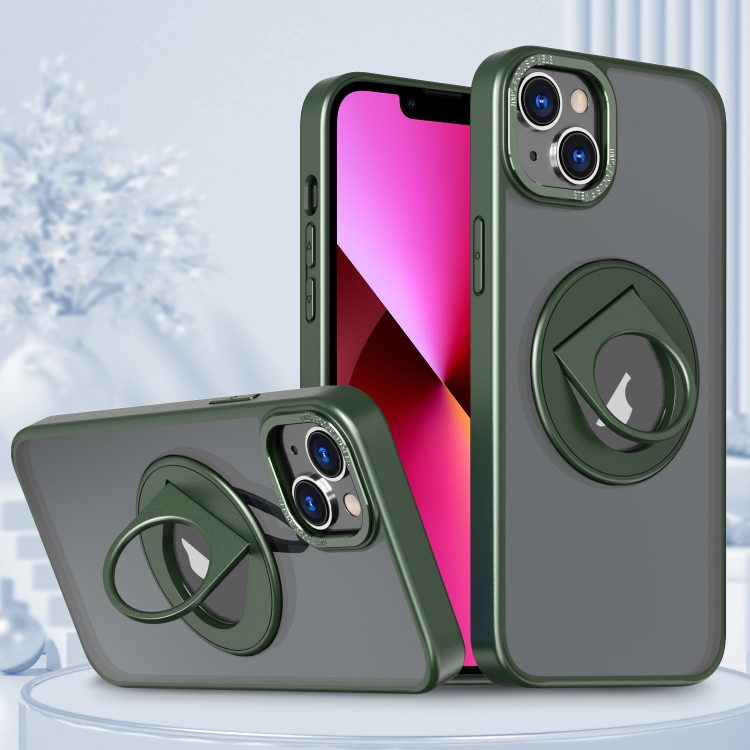 

For iPhone 13 Rotating Ring Magnetic Holder Phone Case(Green)