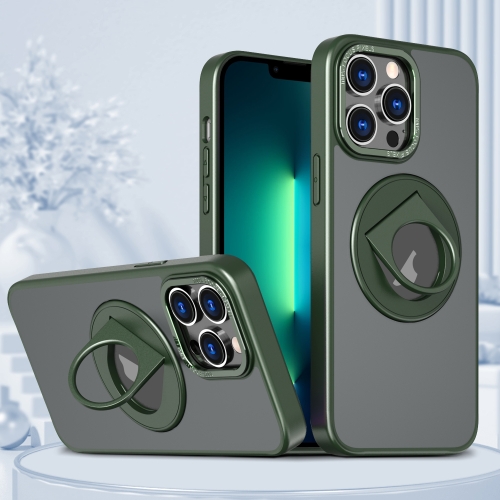 

For iPhone 13 Pro Max Rotating Ring Magnetic Holder Phone Case(Green)