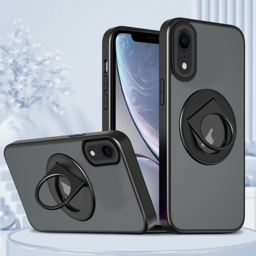 

For iPhone XR Rotating Ring Magnetic Holder Phone Case(Black)