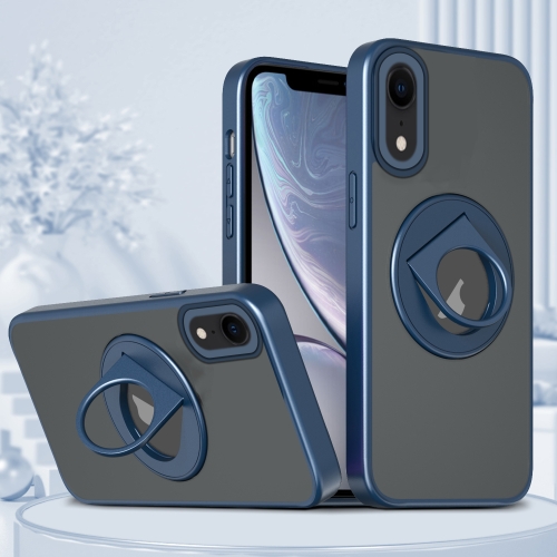 

For iPhone XR Rotating Ring Magnetic Holder Phone Case(Blue)