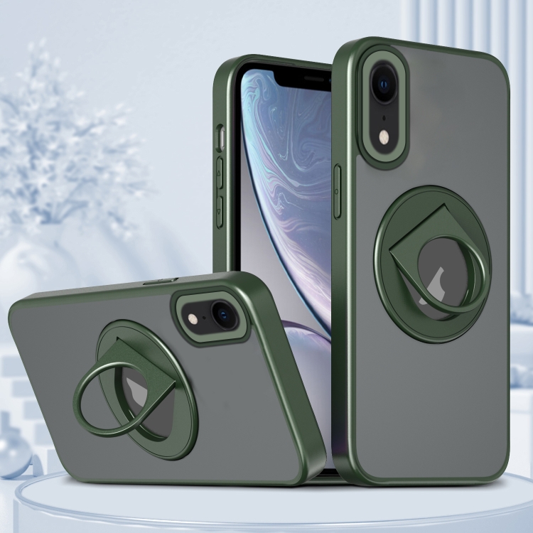 

For iPhone XR Rotating Ring Magnetic Holder Phone Case(Green)