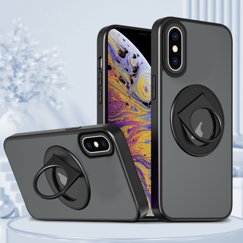 

For iPhone XS Max Rotating Ring Magnetic Holder Phone Case(Black)