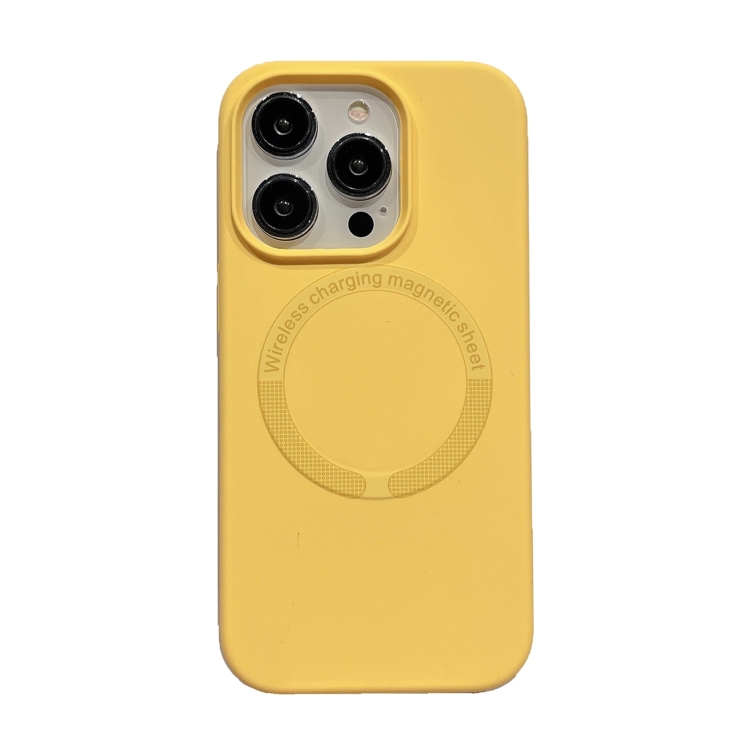 

For iPhone 15 Pro Max Magsafe Magnetic Silicone Phone Case(Yellow)