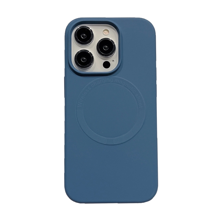 

For iPhone 15 Pro Magsafe Magnetic Silicone Phone Case(Dark Blue)
