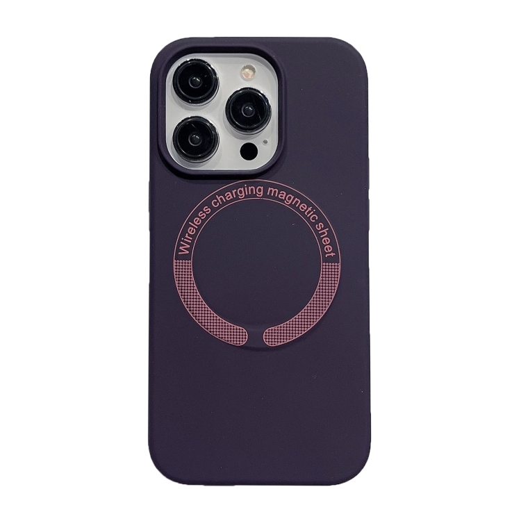 

For iPhone 15 Pro Magsafe Magnetic Silicone Phone Case(Dark Purple)