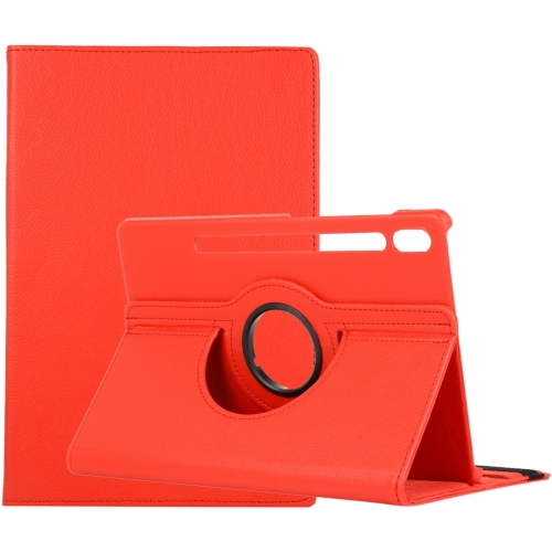 

For Samsung Galaxy Tab S9 360 Degrees Rotation Holder Litchi Texture Leather Tablet Case(Red)