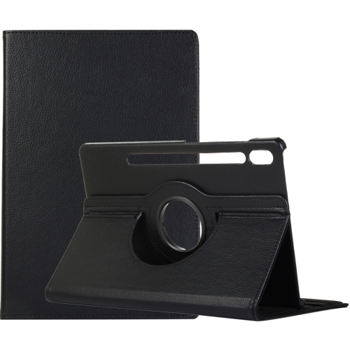 

For Samsung Galaxy Tab S9+ 360 Degrees Rotation Holder Litchi Texture Leather Tablet Case(Black)