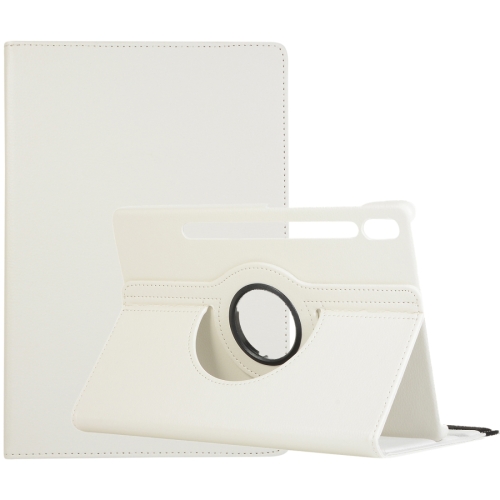 

For Samsung Galaxy Tab S9+ 360 Degrees Rotation Holder Litchi Texture Leather Tablet Case(White)