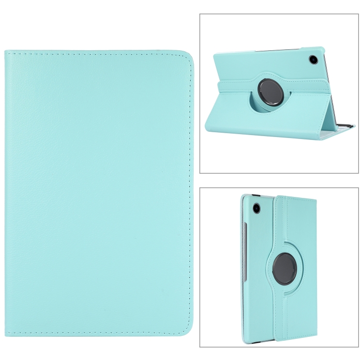 

For Samsung Galaxy Tab A9 Litchi Texture 360 Degrees Rotation Holder Leather Tablet Case(Sky Blue)