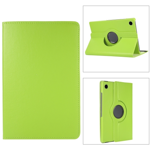 

For Samsung Galaxy Tab A9 Litchi Texture 360 Degrees Rotation Holder Leather Tablet Case(Green)