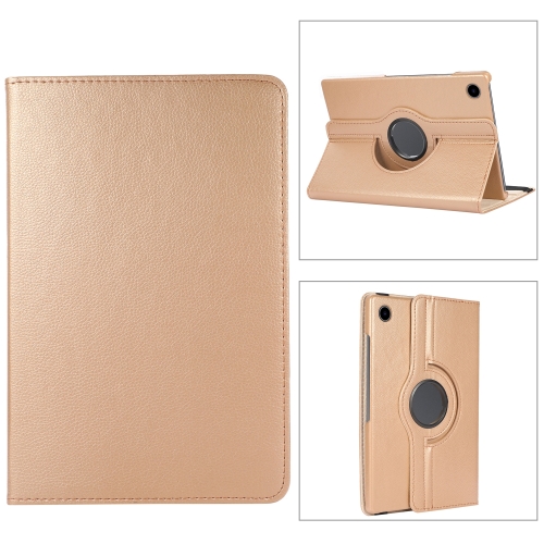 

For Samsung Galaxy Tab A9+ 360 Degrees Rotation Holder Litchi Texture Leather Tablet Case(Golden)