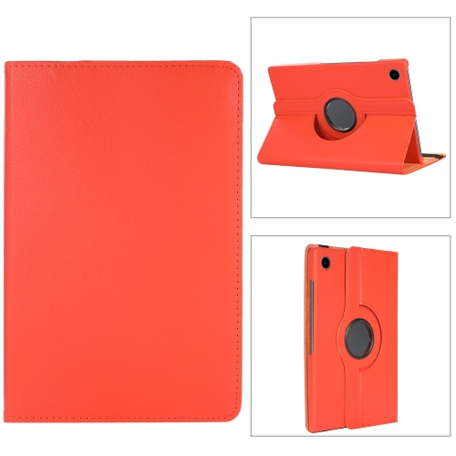 

For Samsung Galaxy Tab A9+ 360 Degrees Rotation Holder Litchi Texture Leather Tablet Case(Orange)