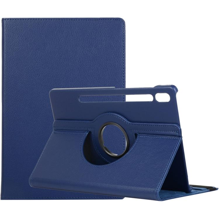 For Samsung Galaxy Tab S10 FE+ Litchi Texture 360 Degrees Rotation Holder Leather Tablet Case(Blue)