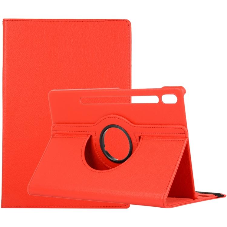 

For Samsung Galaxy Tab S11 Litchi Texture 360 Degrees Rotation Holder Leather Tablet Case(Red)