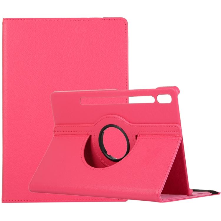 

For Samsung Galaxy Tab S11 Litchi Texture 360 Degrees Rotation Holder Leather Tablet Case(Rose Red)