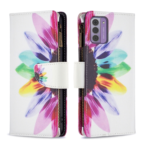 

For Nokia G42/G310 Colored Drawing Pattern Zipper Leather Phone Case(Sun Flower)