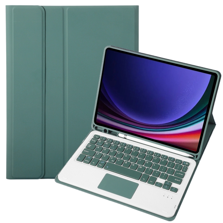 

For Samsung Galaxy Tab S9 A710B-A Candy Color TPU Touch Bluetooth Keyboard Leather Tablet Case with Pen Holder(Dark Green)