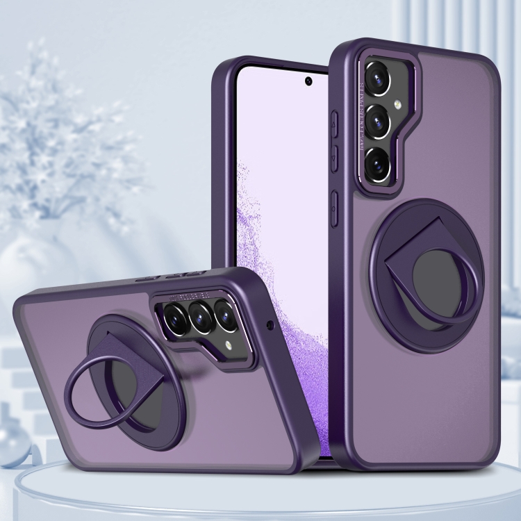 

For Samsung Galaxy S22+ 5G Rotating Ring Magnetic Holder Phone Case(Purple)