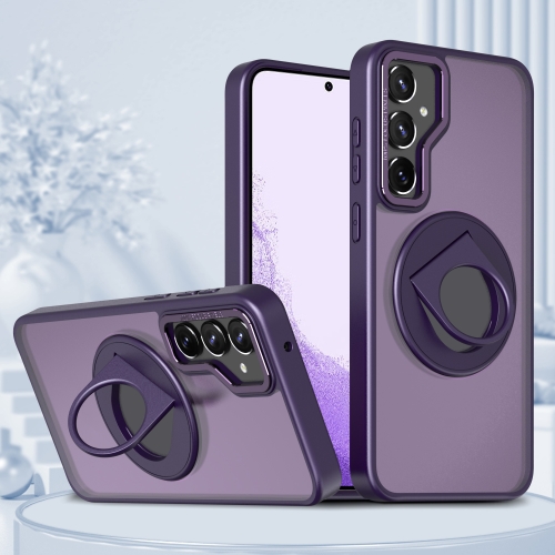 

For Samsung Galaxy S22 5G Rotating Ring Magnetic Holder Phone Case(Purple)