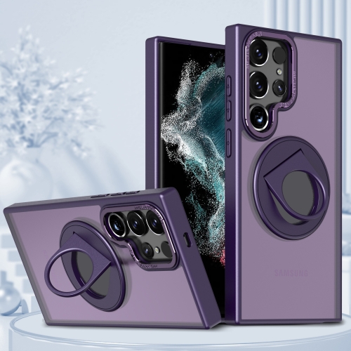 For Samsung Galaxy S22 Ultra 5G Rotating Ring Magnetic Holder Phone Case(Purple) плата promise mobile для смартфона samsung galaxy s23 ultra
