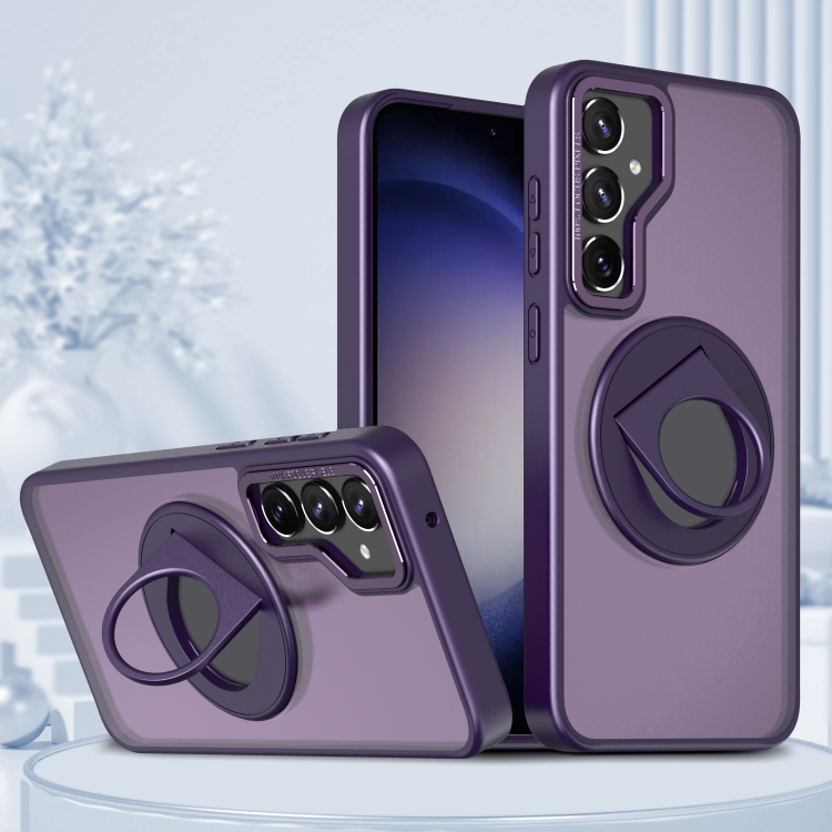 

For Samsung Galaxy S23+ 5G Rotating Ring Magnetic Holder Phone Case(Purple)