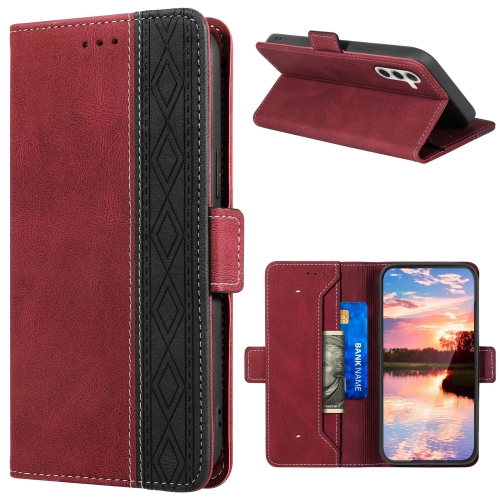 

For Samsung Galaxy A25 5G / A24 4G Stitching Side-Magnetic RFID Leather Phone Case(Red)