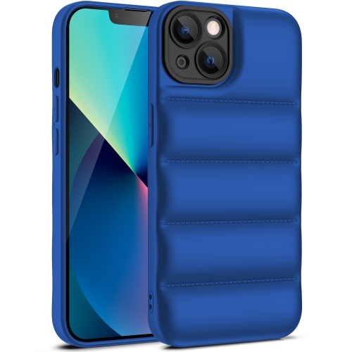 

For iPhone 15 Plus Eiderdown Airbag Shockproof Phone Case(Blue)