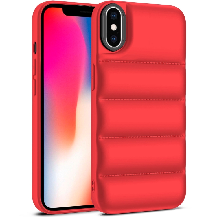 

For iPhone X / XS Eiderdown Airbag Shockproof Phone Case(Red)