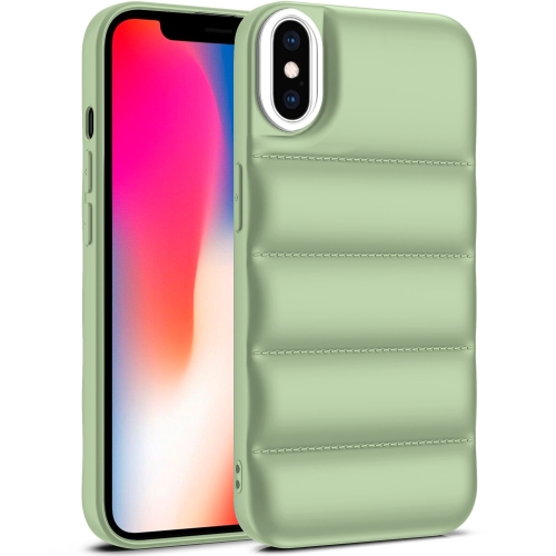 

For iPhone X / XS Eiderdown Airbag Shockproof Phone Case(Army Green)