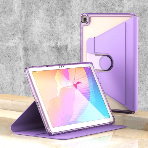 

For Huawei MatePad T10 / T10S Clear 360 Rotation Stand Smart Leather Tablet Case(Purple)