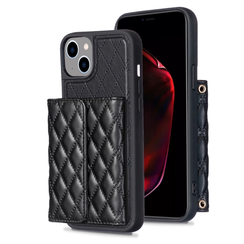 

For iPhone 15 Horizontal Wallet Rhombic Leather Phone Case(Black)