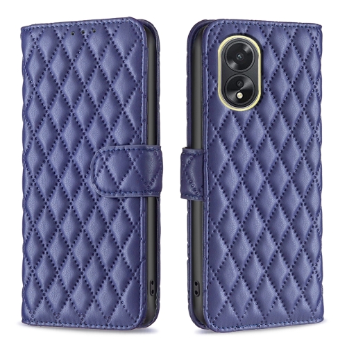 

For OPPO A38 4G Diamond Lattice Wallet Flip Leather Phone Case(Blue)