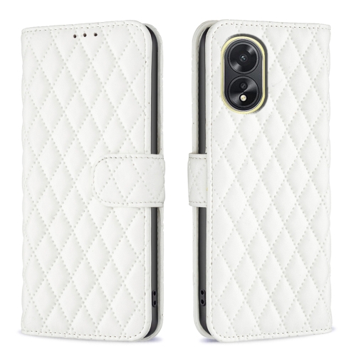 

For OPPO A38 4G Diamond Lattice Wallet Flip Leather Phone Case(White)