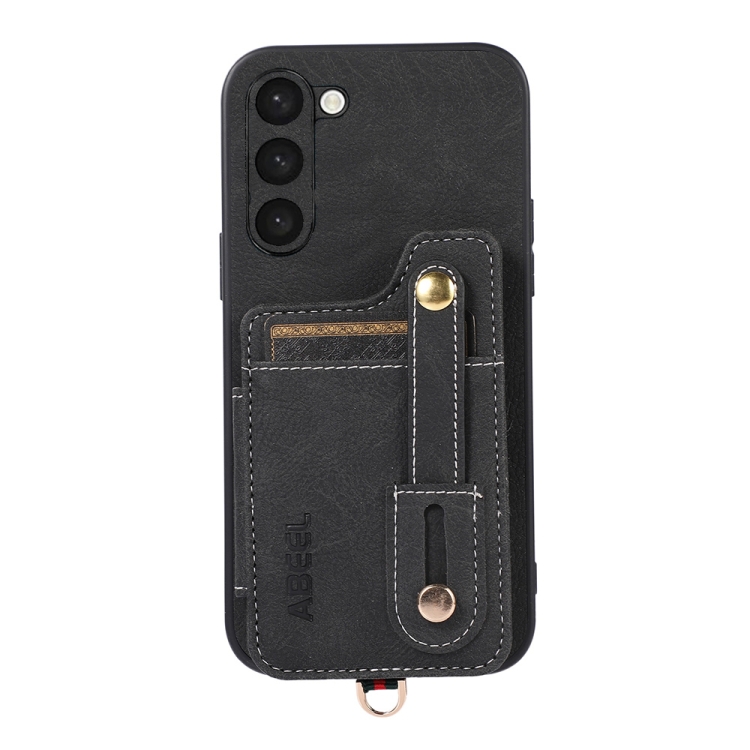

For Samsung Galaxy S23+ 5G ABEEL Litchi Texture Card Bag PU Phone Case(Black)