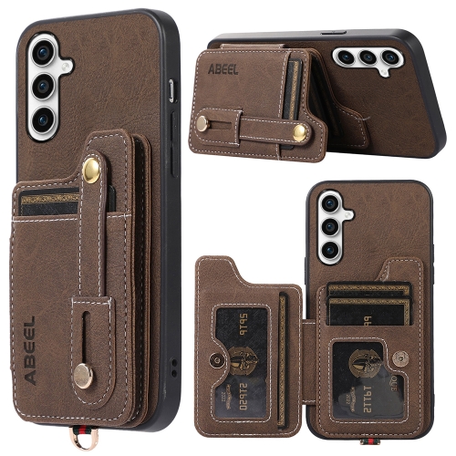 

For Samsung Galaxy S23 FE 5G ABEEL Litchi Texture Card Bag PU Phone Case(Khaki)