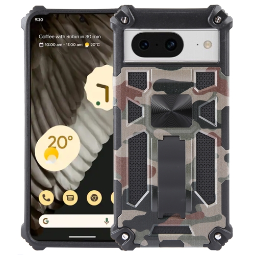 

For Google Pixel 8 Pro Camouflage Armor Kickstand TPU + PC Magnetic Phone Case(Army Green)