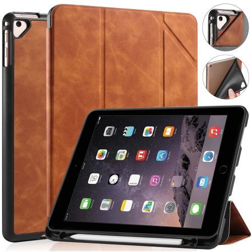 

For iPad 9.7 inch DG.MING See Series Horizontal Flip Leather Case with Holder & Pen Holder(Brown)