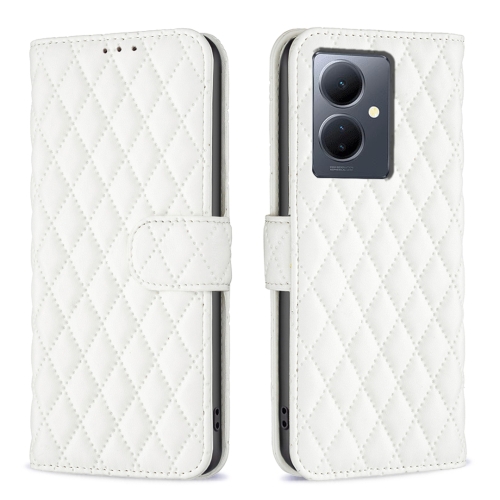 

For vivo Y78 5G Diamond Lattice Wallet Flip Leather Phone Case(White)