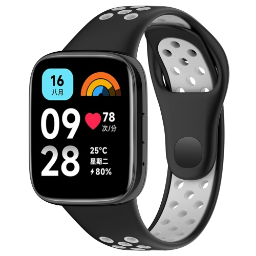 For Redmi Watch 3 Lite / Watch 3 Active Two Color Silicone Watch Band(Black Grey)