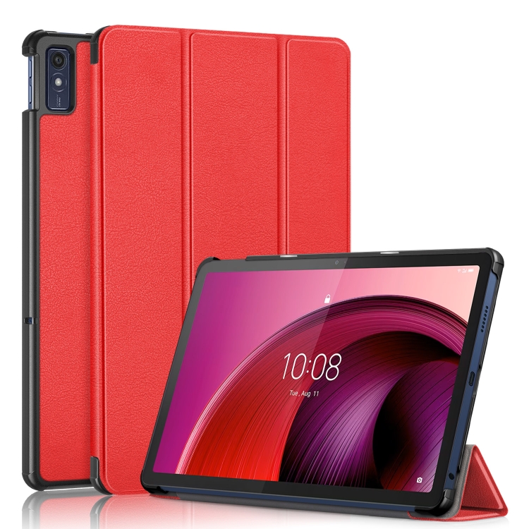 

For Lenovo Tab M10 5G 10.6 3-folding Leather Smart Tablet Case(Red)