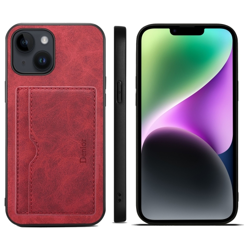 

For iPhone 15 Plus Denior PU Single Card Slot Holder Phone Case(Red)