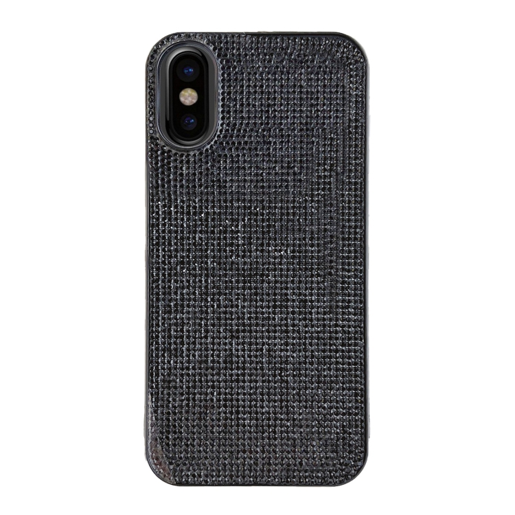 

For iPhone XS / X Solid Color Diamond TPU Phone Case(Black)