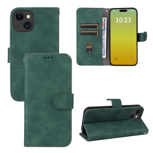 

For iPhone 15 Plus Skin Feel Magnetic Flip Leather Phone Case(Green)